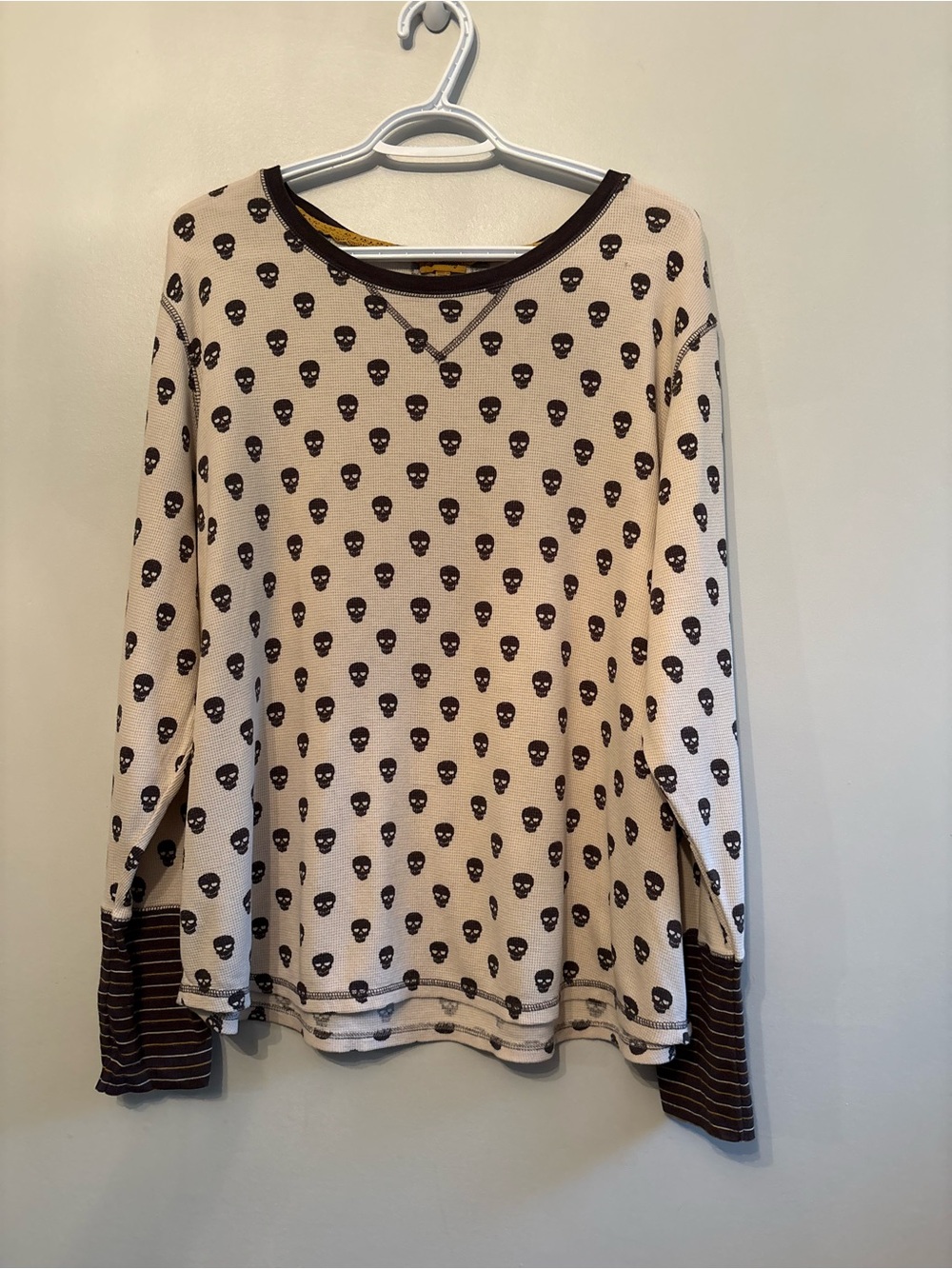 P.J Salvage Pajama shirt waffle knit long sleeve skull print